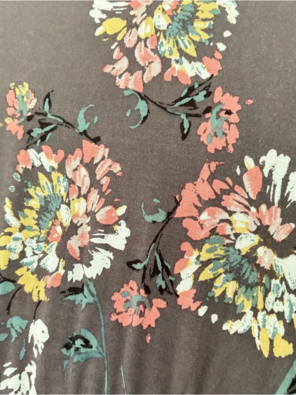 Maurices Floral Knit Top in Gray with Pink & Teal Accents - Picture 2 of 5